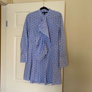 Gorgeous BCBG button down dress with pink embroidery pattern